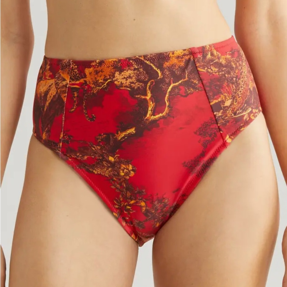 L’Agence Vanessa Red Jungle High Waist Bikini Bottoms